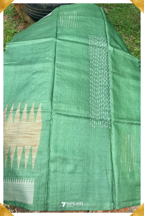 Clover Chattisgarh Green Pure Kosa Silk Saree|Silk Mark Certified - Seven Sarees - Saree - Seven Sarees