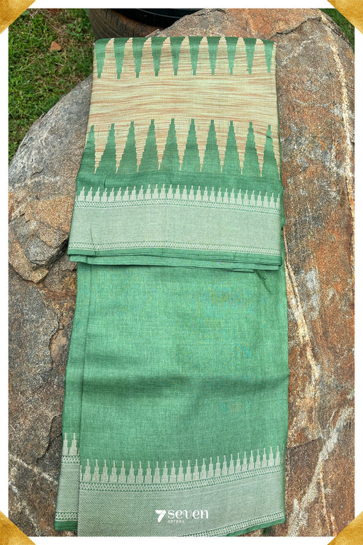 Clover Chattisgarh Green Pure Kosa Silk Saree|Silk Mark Certified - Seven Sarees - Saree - Seven Sarees