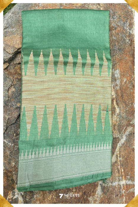 Clover Chattisgarh Green Pure Kosa Silk Saree|Silk Mark Certified - Seven Sarees - Saree - Seven Sarees