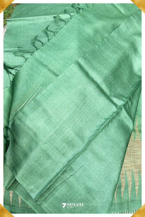 Clover Chattisgarh Green Pure Kosa Silk Saree|Silk Mark Certified - Seven Sarees - Saree - Seven Sarees