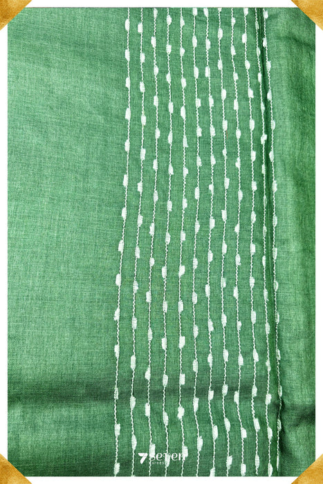 Clover Chattisgarh Green Pure Kosa Silk Saree|Silk Mark Certified - Seven Sarees - Saree - Seven Sarees