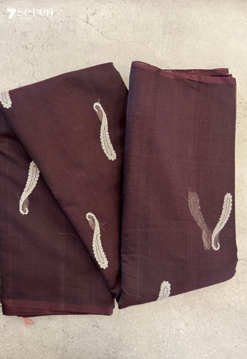 Coffeeka Signature Seven Handloom Brown Bangalore Pure Silk Cotton Saree - Seven Sarees - Saree - Seven Sarees