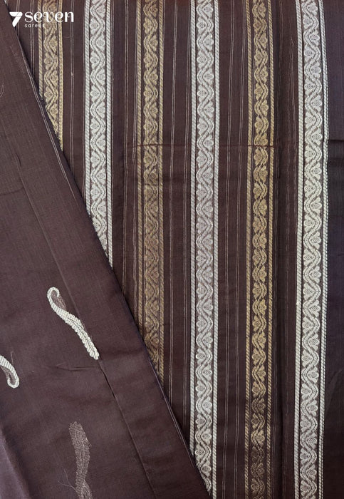 Coffeeka Signature Seven Handloom Brown Bangalore Pure Silk Cotton Saree - Seven Sarees - Saree - Seven Sarees