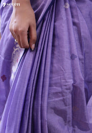 Crisp Peony Signature Seven Handloom Lavender Bangalore Vegan Silk Saree - Seven Sarees - Saree - Seven Sarees