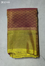 Crushed Fig Flower Signature Seven Handloom Brown Bangalore Pure Silk Saree|Silk Mark Certified - Seven Sarees - Saree - Seven Sarees