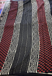 Daisy & Dusk Jaipur Black Handblock 100% Cotton Saree - Seven Sarees - Saree - Seven Sarees