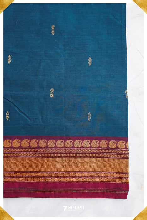 Darshini Madurai Light Blue Pure Cotton Saree - Seven Sarees - Saree - Seven Sarees