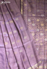 Deep Rooted Handloom Lavendar Pure Tussar Silk(Kosa) Saree| Silk Mark Certified - Seven Sarees - Saree - Seven Sarees