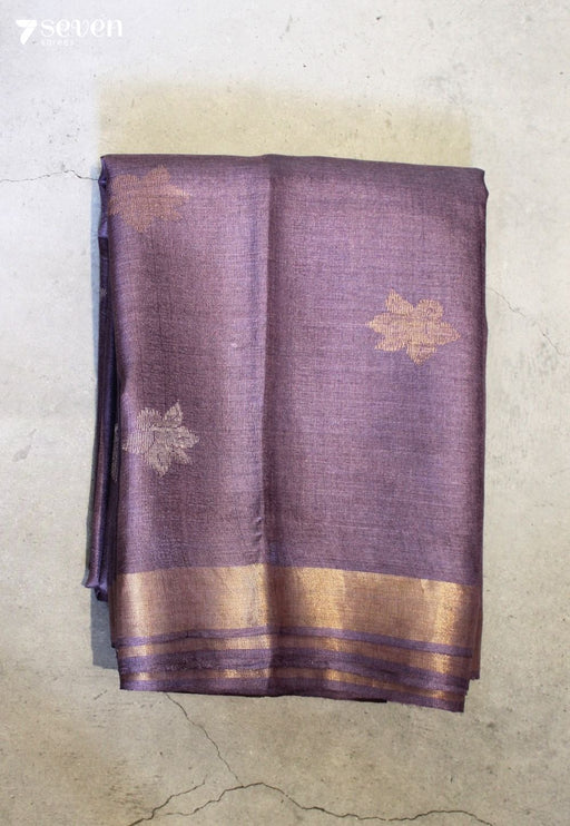 Deep Rooted Handloom Lavendar Pure Tussar Silk(Kosa) Saree| Silk Mark Certified - Seven Sarees - Saree - Seven Sarees