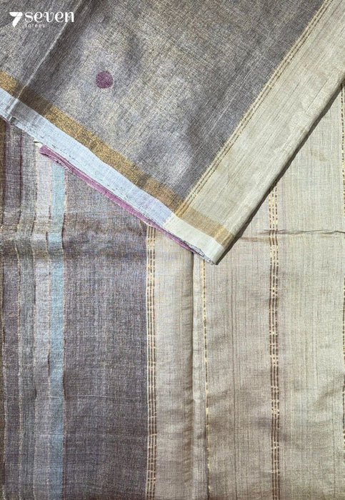 Demure Chattisgarh Off White Pure Tussar Silk Saree| Silk Mark Certified - Seven Sarees - Saree - Seven Sarees