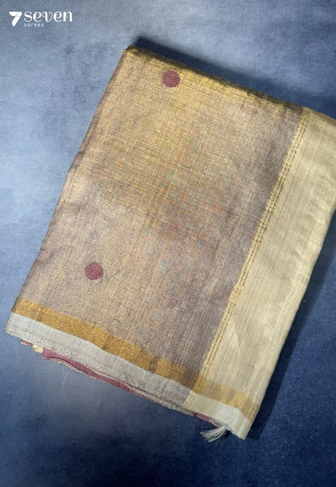 Demure Chattisgarh Off White Pure Tussar Silk Saree| Silk Mark Certified - Seven Sarees - Saree - Seven Sarees