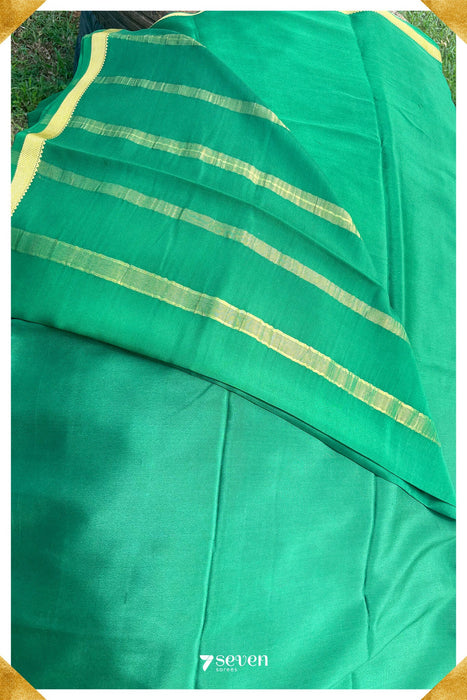 Dere Signature Seven Authentic Green Mysore Pure Silk Saree|Silk Mark Certified - Seven Sarees - Saree - Seven Sarees