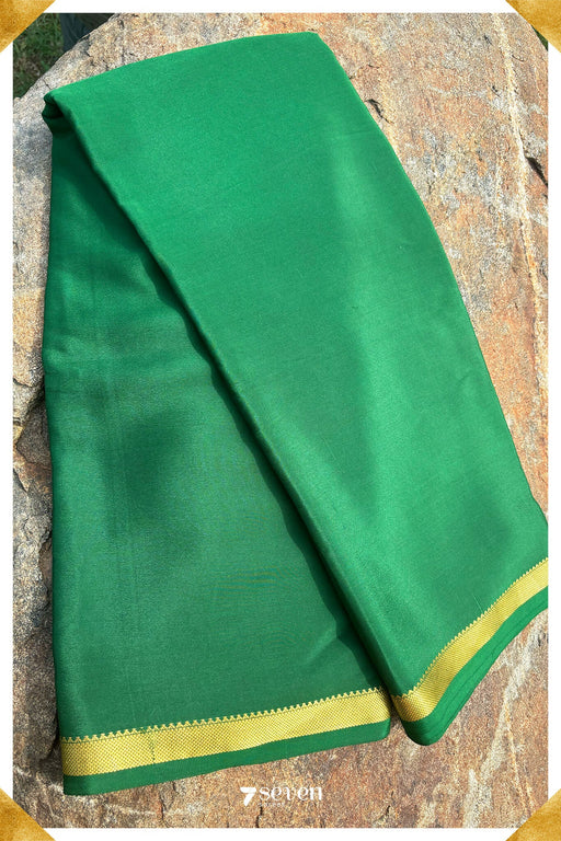 Dere Signature Seven Authentic Green Mysore Pure Silk Saree|Silk Mark Certified - Seven Sarees - Saree - Seven Sarees