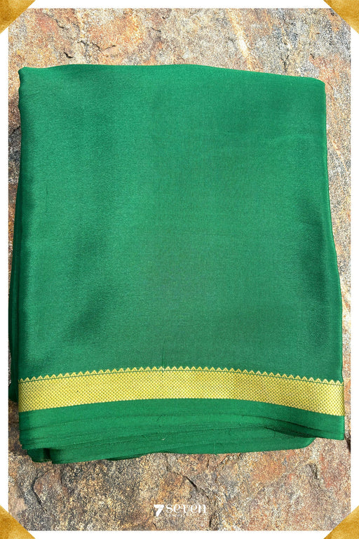 Dere Signature Seven Authentic Green Mysore Pure Silk Saree|Silk Mark Certified - Seven Sarees - Saree - Seven Sarees