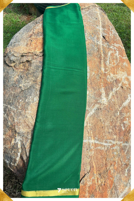 Dere Signature Seven Authentic Green Mysore Pure Silk Saree|Silk Mark Certified - Seven Sarees - Saree - Seven Sarees