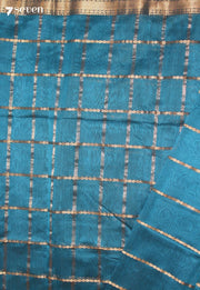 Devahuti Maheshwari Handloom Blue Silk Cotton Saree - Seven Sarees - Seven Sarees