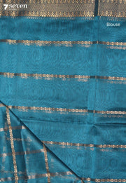Devahuti Maheshwari Handloom Blue Silk Cotton Saree - Seven Sarees - Seven Sarees