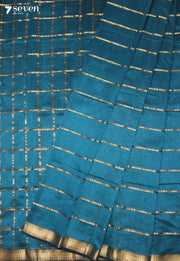 Devahuti Maheshwari Handloom Blue Silk Cotton Saree - Seven Sarees - Seven Sarees