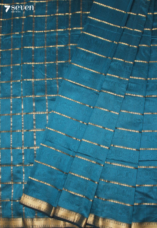 Devahuti Maheshwari Handloom Blue Silk Cotton Saree - Seven Sarees - Seven Sarees