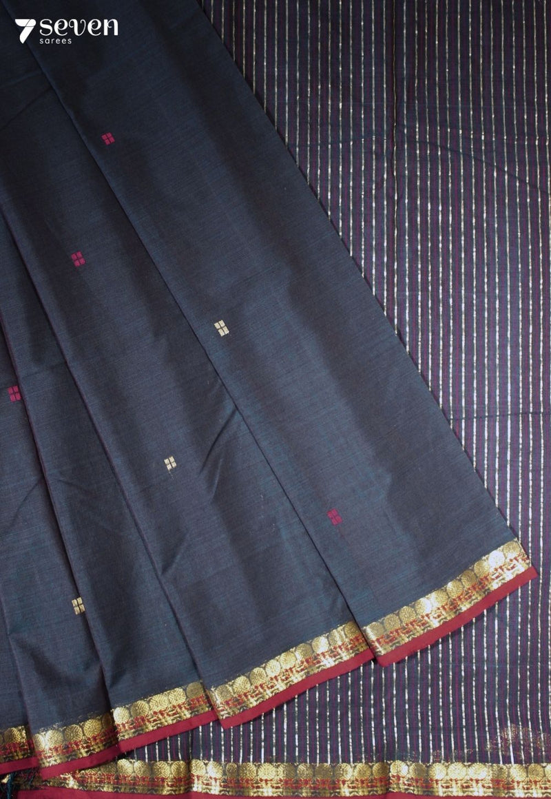 Devanika Signature Seven Handloom Blue Bangalore Pure Cotton Saree - Seven Sarees - Saree - Seven Sarees