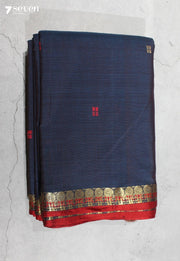 Devanika Signature Seven Handloom Blue Bangalore Pure Cotton Saree - Seven Sarees - Saree - Seven Sarees