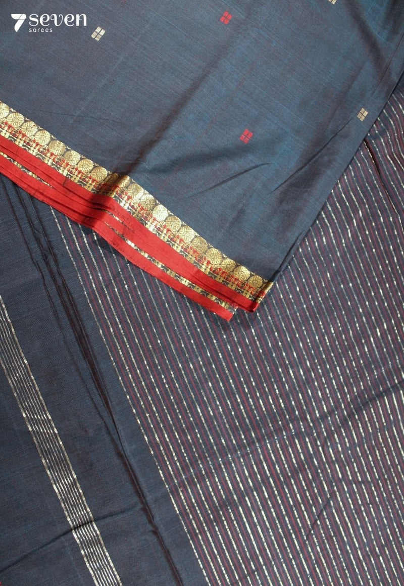 Devanika Signature Seven Handloom Blue Bangalore Pure Cotton Saree - Seven Sarees - Saree - Seven Sarees