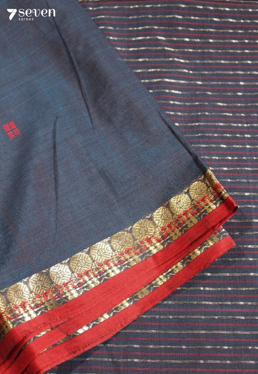 Devanika Signature Seven Handloom Blue Bangalore Pure Cotton Saree - Seven Sarees - Saree - Seven Sarees