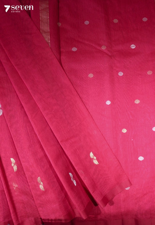 Devashika Signature Seven Handloom Dark Pink Bangalore Pure Silk Cotton Saree - Seven Sarees - Saree - Seven Sarees