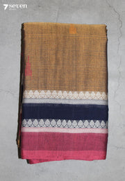 Dharika Signature Seven Handloom Brown Bangalore Pure Cotton Saree - Seven Sarees - Saree - Seven Sarees