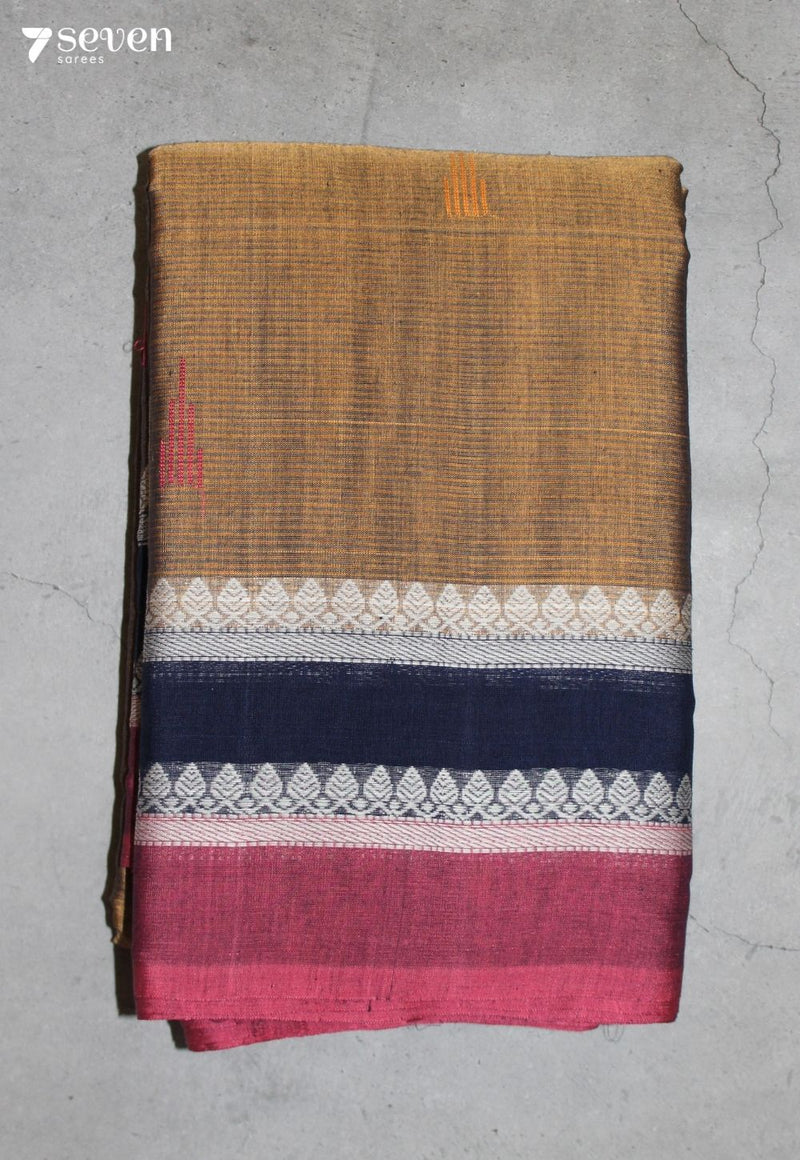 Dharika Signature Seven Handloom Brown Bangalore Pure Cotton Saree - Seven Sarees - Saree - Seven Sarees