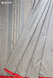 Dharusha Signature Seven Handloom Grey Bangalore Pure Cotton Saree - Seven Sarees - Saree - Seven Sarees