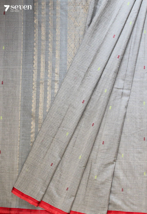 Dharusha Signature Seven Handloom Grey Bangalore Pure Cotton Saree - Seven Sarees - Saree - Seven Sarees
