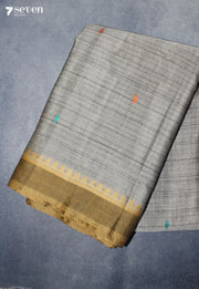 Dhavira Signature Seven Handloom Grey Bangalore Pure Cotton Saree - Seven Sarees - Saree - Seven Sarees