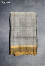 Dhavira Signature Seven Handloom Grey Bangalore Pure Cotton Saree - Seven Sarees - Saree - Seven Sarees