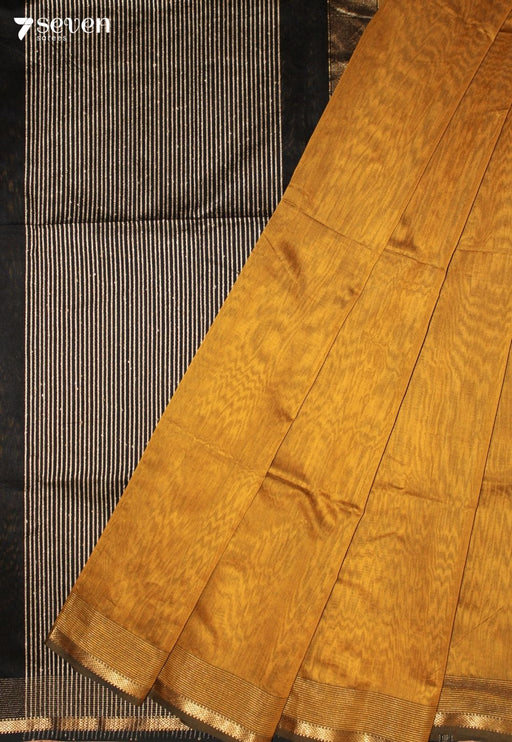 Dhevani Maheshwari Handloom Mustard Silk Cotton Saree - Seven Sarees - Seven Sarees