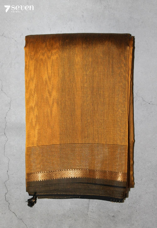 Dhevani Maheshwari Handloom Mustard Silk Cotton Saree - Seven Sarees - Seven Sarees