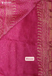 Dheyanvi Jaipur Pink Hand Block Printed Silk Cotton Saree - Seven Sarees - Saree - Seven Sarees