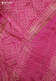 Dheyanvi Jaipur Pink Hand Block Printed Silk Cotton Saree - Seven Sarees - Saree - Seven Sarees