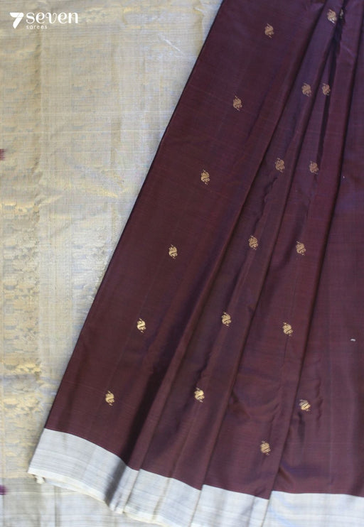 Dhravya Signature Seven Handloom Brown Bangalore Pure Silk Cotton Saree - Seven Sarees - Saree - Seven Sarees