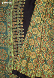 Dhriti Kutch Green Pure Handmade Ajrakh Modal with Handpasted Mirrors - view 1
