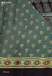 Dhriti Kutch Green Pure Handmade Ajrakh Modal with Handpasted Mirrors - view 4