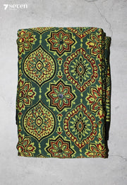 Dhriti Kutch Green Pure Handmade Ajrakh Modal with Handpasted Mirrors - view 2