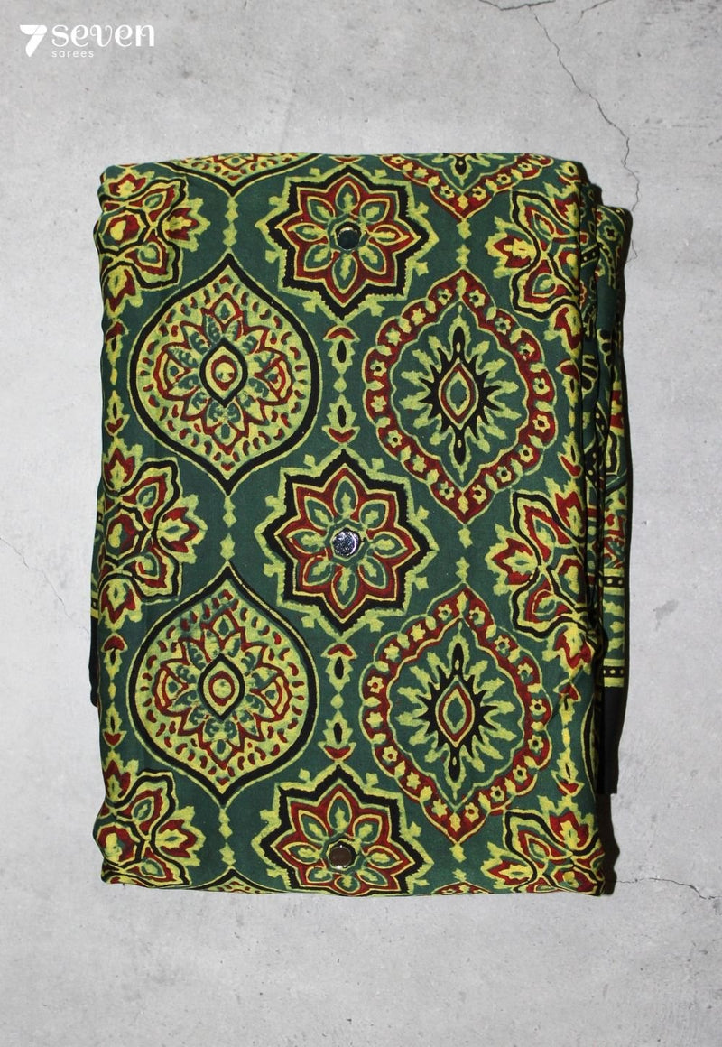 Dhriti Kutch Green Pure Handmade Ajrakh Modal with Handpasted Mirrors - view 2