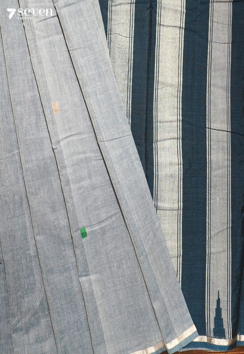 Dhriti Signature Seven Handloom Grey Bangalore Pure Cotton Saree - Seven Sarees - Saree - Seven Sarees