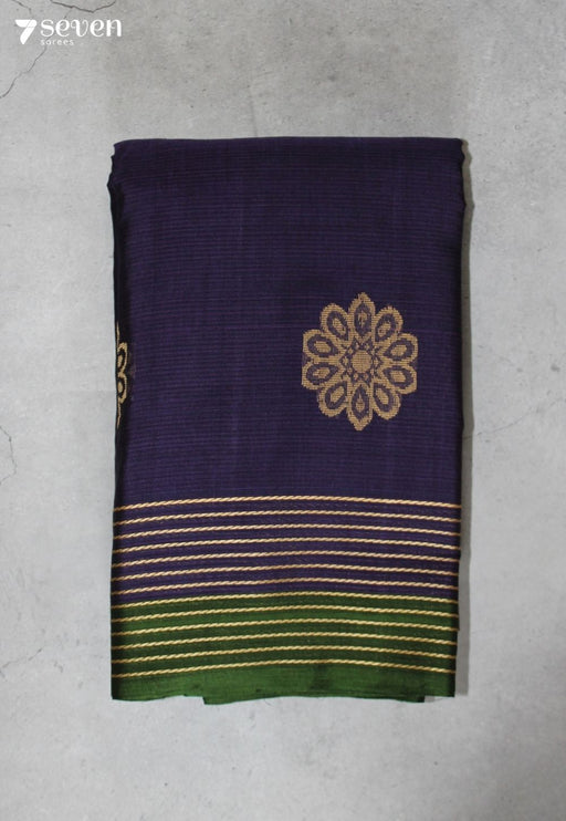 Dhurmeya Signature Seven Handloom Blue Bangalore Pure Cotton Saree - Seven Sarees - Saree - Seven Sarees