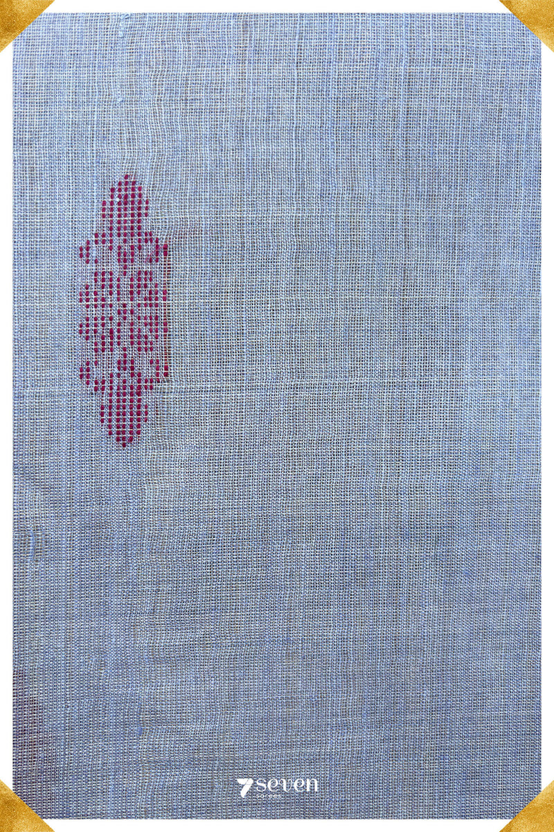 Dianthus Chattisgarh Blue Pure Kosa Silk Saree|Silk Mark Certified - Seven Sarees - Saree - Seven Sarees