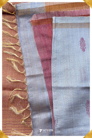 Dianthus Chattisgarh Blue Pure Kosa Silk Saree|Silk Mark Certified - Seven Sarees - Saree - Seven Sarees