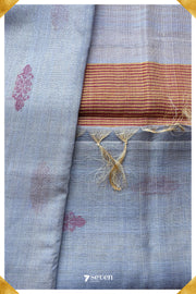 Dianthus Chattisgarh Blue Pure Kosa Silk Saree|Silk Mark Certified - Seven Sarees - Saree - Seven Sarees