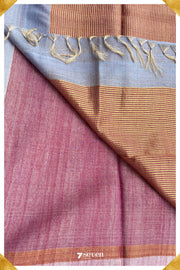 Dianthus Chattisgarh Blue Pure Kosa Silk Saree|Silk Mark Certified - Seven Sarees - Saree - Seven Sarees