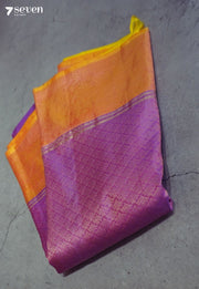 Drift Bloom Dust Signature Seven Handloom Violet Bangalore Pure Silk Saree|Silk Mark Certified - Seven Sarees - Saree - Seven Sarees